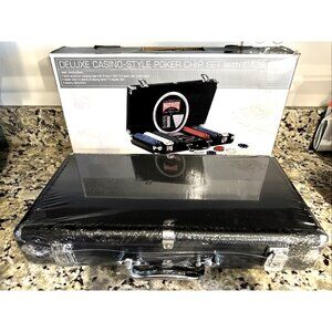 Deluxe Casino Style Poker Chip Set Black Aluminum Case 300 11.5 gm Chips SEALED